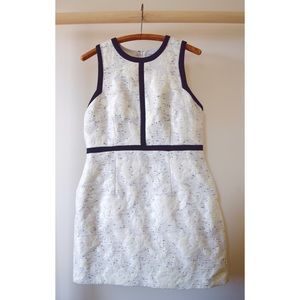 Shift dress with intricate textile and roses